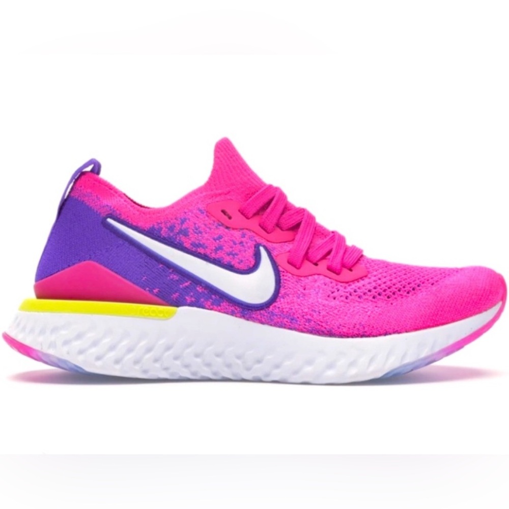 Nike Women’s Epic React Flyknit Pink and Purple Sneakers